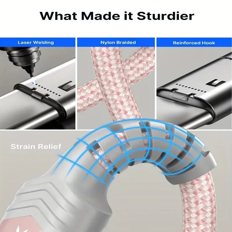 100W PD Super Fast Charging Type C to Type C Data Cable, High-Speed USB-C to USB-A Charging Cable, Durable Braided Design, Charger Cable, Compatible with Iphone 15, Macbook, Ipad, Xiaomi