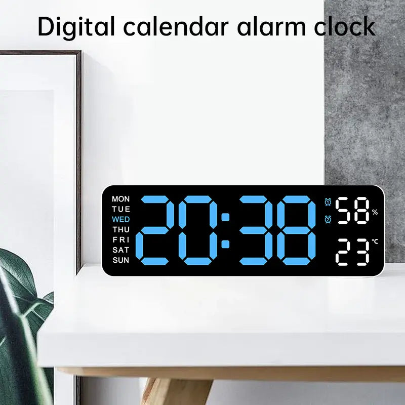 Modern LED Digital Alarm Clock with Glass - Bedside Clock, Multi-Functional Large Display, Time, Temperature, Day of Week, Auto Dimming, USB Port, Usb-Powered, Easy-To-Read for Seniors, Home Decor for Nightstand