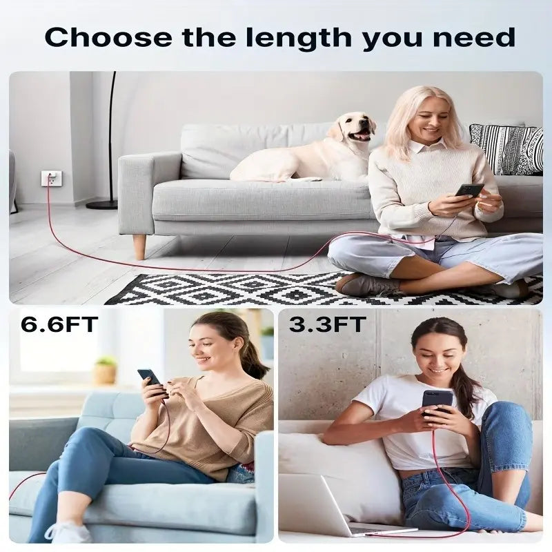 100W PD Super Fast Charging Type C to Type C Data Cable, High-Speed USB-C to USB-A Charging Cable, Durable Braided Design, Charger Cable, Compatible with Iphone 15, Macbook, Ipad, Xiaomi
