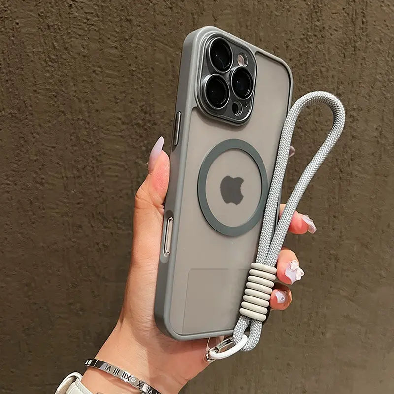 Skin Feel Transparent Phone Protective Cover Case Casing + Wrist Strap, Shockproof Magnetic Wireless Charging, Glass Camera Lens Protection, Fits Iphone 17 16 15 14 13 12 11