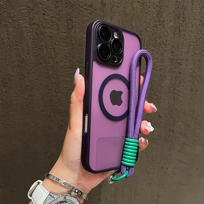 Skin Feel Transparent Phone Protective Cover Case Casing + Wrist Strap, Shockproof Magnetic Wireless Charging, Glass Camera Lens Protection, Fits Iphone 17 16 15 14 13 12 11