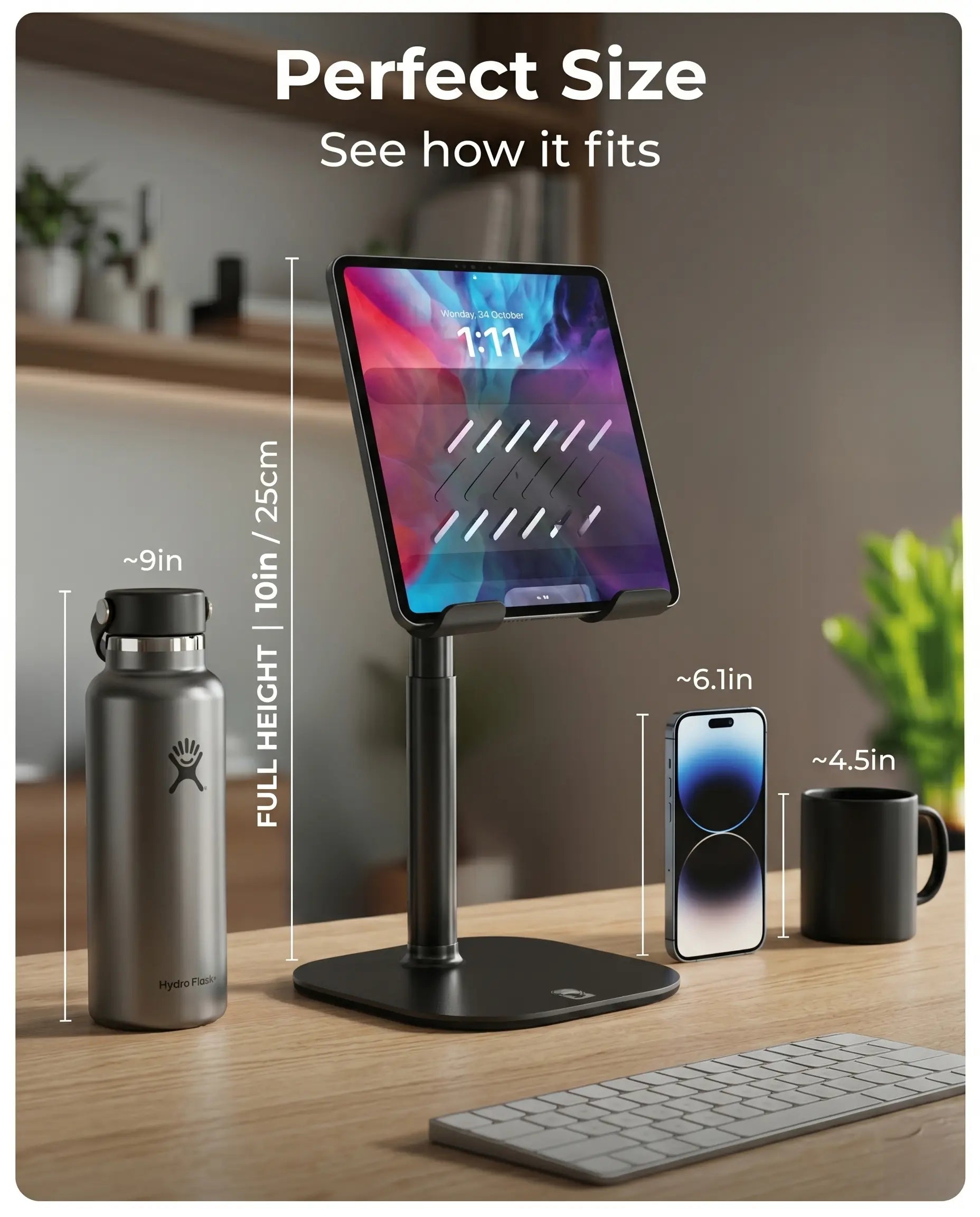 Cooper Tabholder, 7-10" Height Adjustable Tablet Stand, Premium Ipad Stand for Desk, 270° Tilt Portable Monitor Holder for 15.6-17" Displays, for All Smartphone, Ipad, Kindle, Surface, Samsung Tablets Adjustable,Multi-Device,Stand