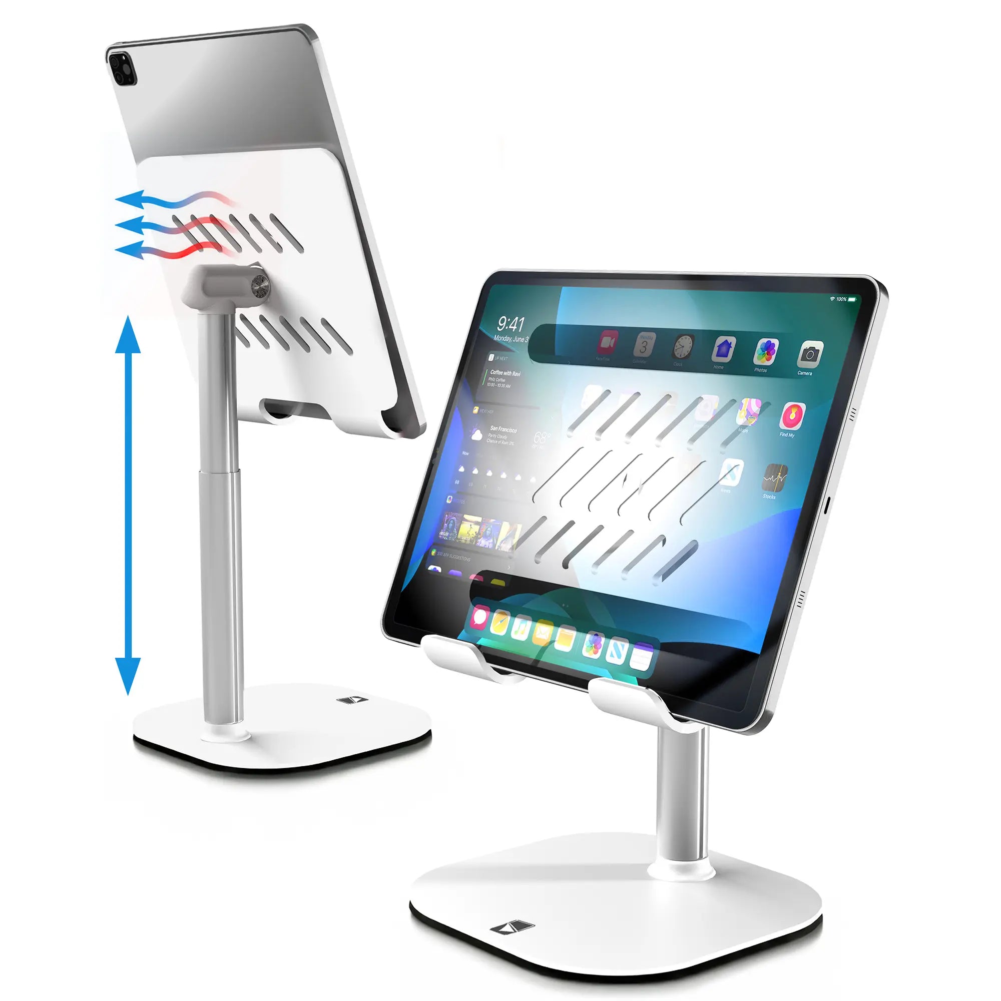 Cooper Tabholder, 7-10" Height Adjustable Tablet Stand, Premium Ipad Stand for Desk, 270° Tilt Portable Monitor Holder for 15.6-17" Displays, for All Smartphone, Ipad, Kindle, Surface, Samsung Tablets Adjustable,Multi-Device,Stand
