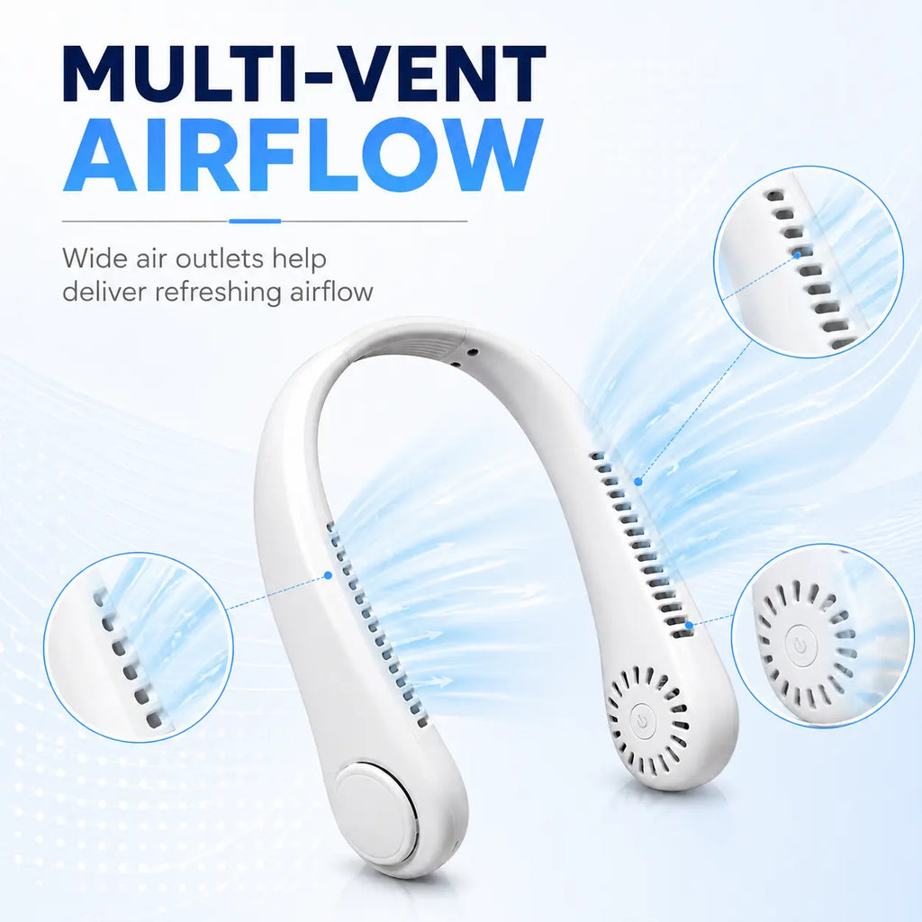 Hands-Free Neck Fan – Portable Wearable Cooling, Lightweight U-Shaped Design for Summer Travel, Outdoor Activities, Office, Commuting & Everyday Comfort