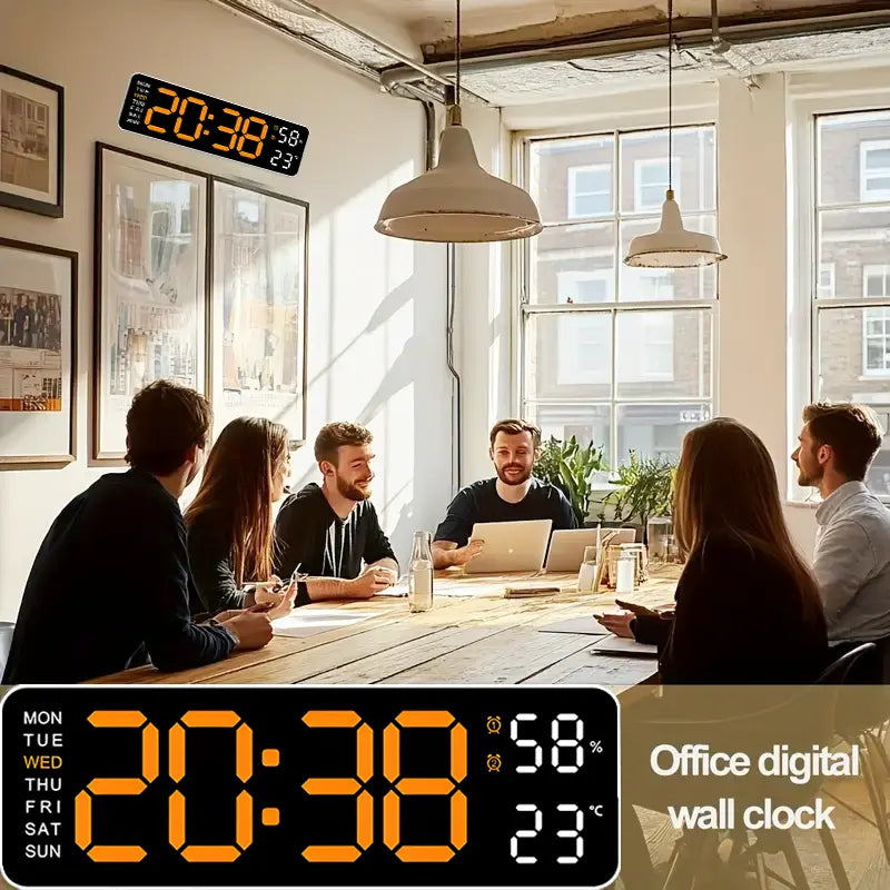 Modern LED Digital Alarm Clock with Glass - Bedside Clock, Multi-Functional Large Display, Time, Temperature, Day of Week, Auto Dimming, USB Port, Usb-Powered, Easy-To-Read for Seniors, Home Decor for Nightstand