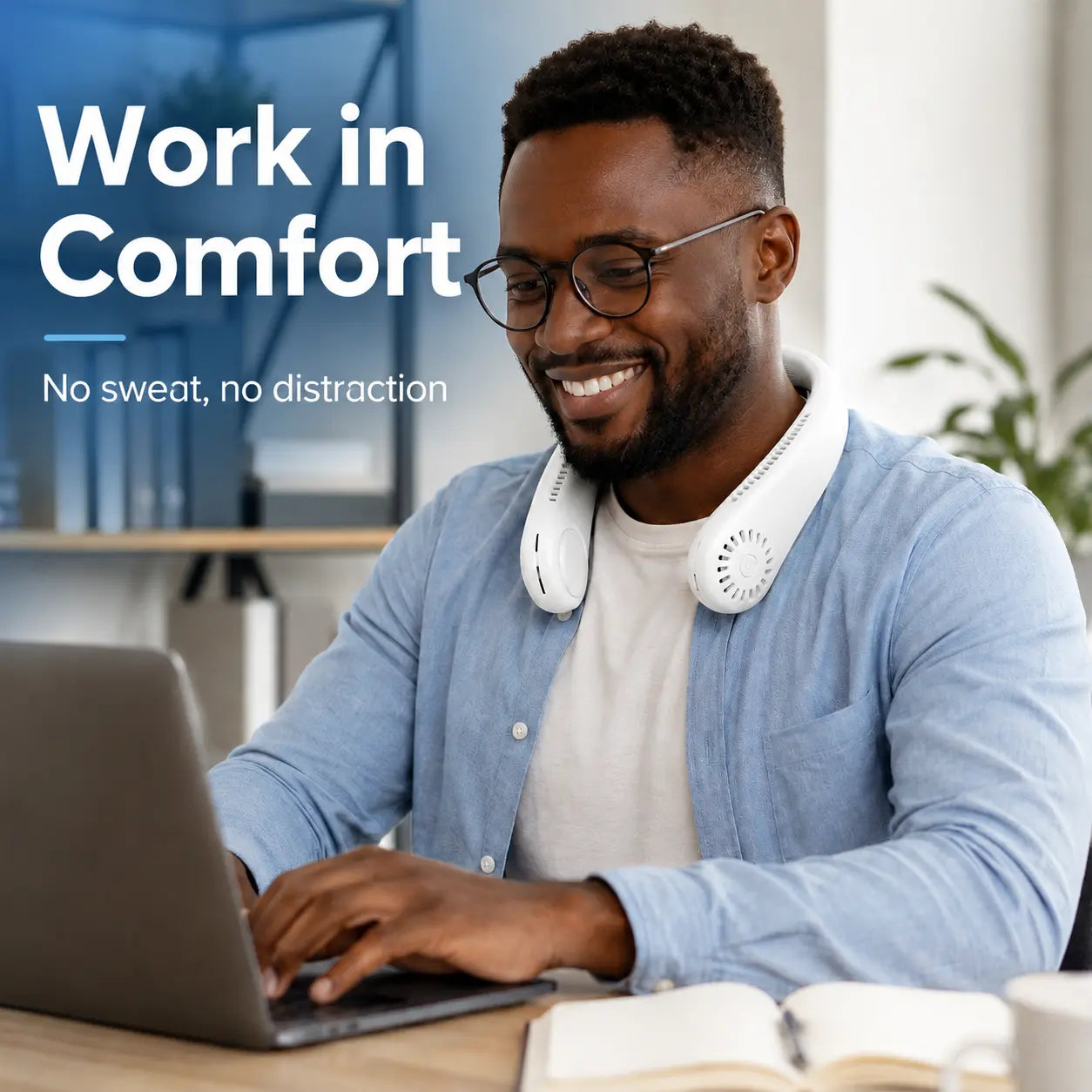 Hands-Free Neck Fan – Portable Wearable Cooling, Lightweight U-Shaped Design for Summer Travel, Outdoor Activities, Office, Commuting & Everyday Comfort
